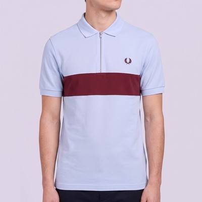 Fred Perry x Bradley Wiggins Polo Poloshirt Shirt Herren Gr.M Pique Blau 156755
