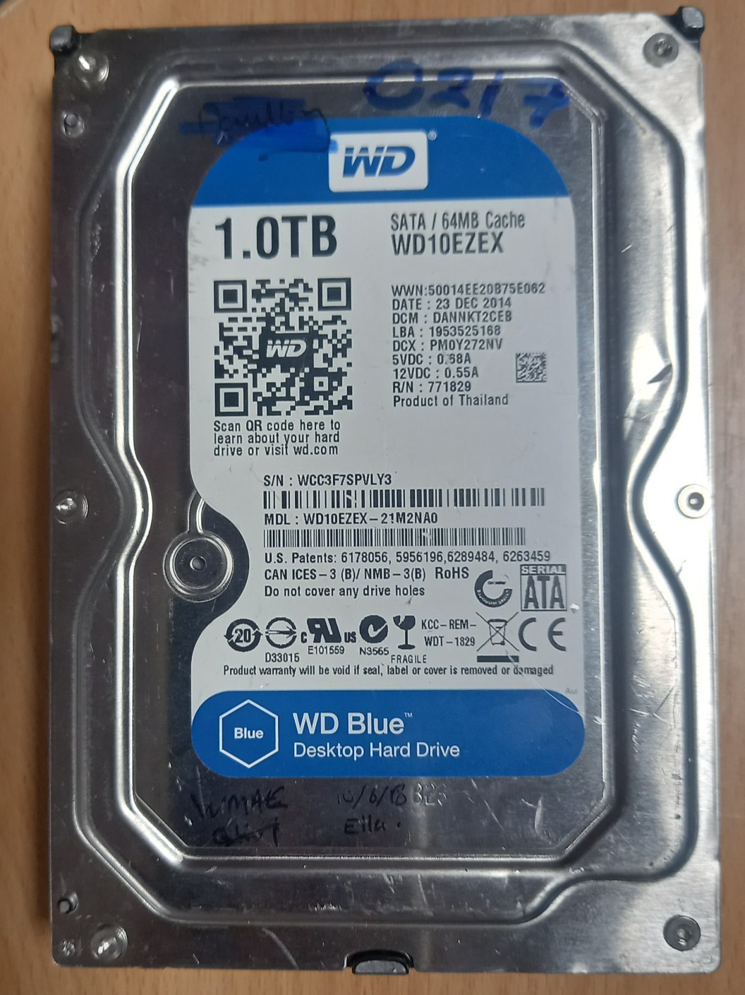 Western Digital (WD) Blue  Internal HDD 1TB 3.5"" SATA [0217] 100% Health