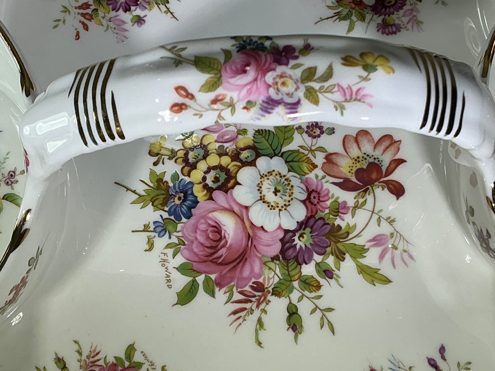 Hammersley F. Howard signed Hand Painted Breakfast Serving Strawberry Basket