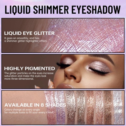 Glitter Waterproof Eyeshadow Liquid Eyeliner Makeup Shiny Pearl Eye Shadow - Picture 8 of 17
