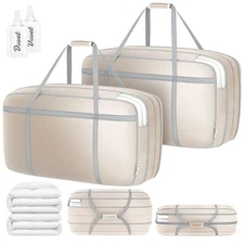  Compression Moving Bags - Extra Large Heavy Duty Comforter 2 Pack Beige