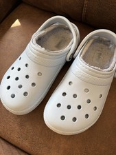 Crocs Powder Blue Classic Clog Authentic Shoe White Women 8 Men 6 Fur Lined
