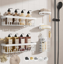 Adhesive Shower Caddy 5-Pack,Heavy Weight Bearing,Large Wall Mounted Shower Shel