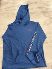 Vineyard Vines Performance Boys Blue Hoodie L Whale Logo Graphic Pullover