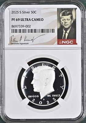 2025 S Silver Proof Kennedy Half Dollar 50C NGC PF69 Ultra Cameo