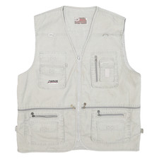 Giacca Utility Beige In Cotone Per Uomo XL Con Zip E Tasche Casual