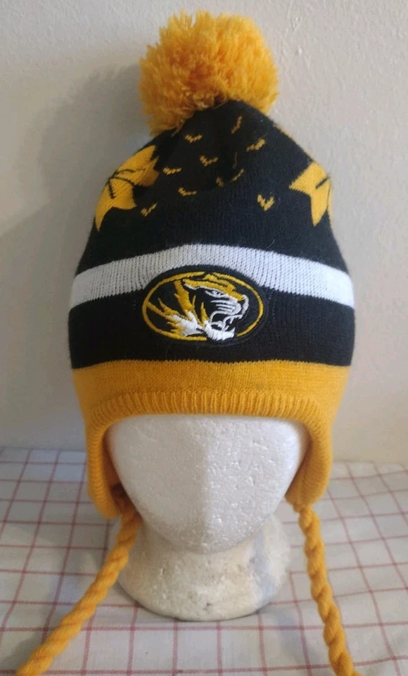Missouri Mizzou Tigers Gorro Pom Invierno Gorra Sombrero Naranja Negro Hombre Mujer Tejido Foto 2 de 4