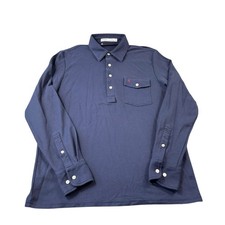 Criquet Navy Blue L/S Cotton Men  s Golf Polo Shirt Size Medium M