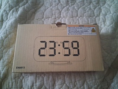 Digital Alarm Clock Gold LED Large Display Dual USB Charger Snooze for Bedroom
