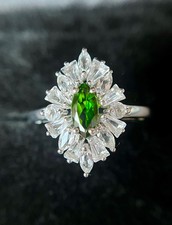 BNWT Russian Emerald (Diopside) Topaz Ring Platinum Plate Sterling Silver SZ Q  