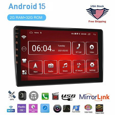 Double 2 DIN Android 15 Car Stereo 10.1" Touch Screen Radio FM GPS Navi WiFi BT
