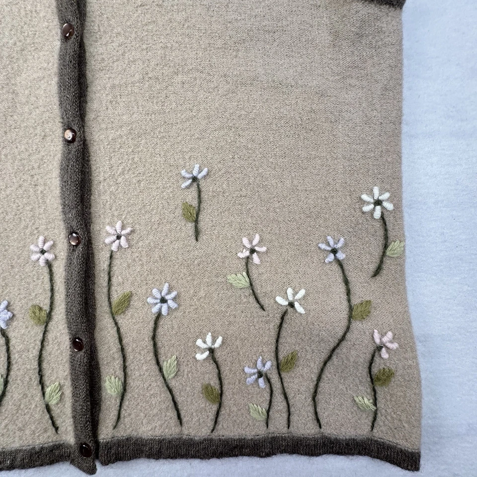 Chaleco Suéter de Colección Para Mujer S Mezcla de Lana Floral Bordado Abotonado Cottagecore Foto 2 de 4