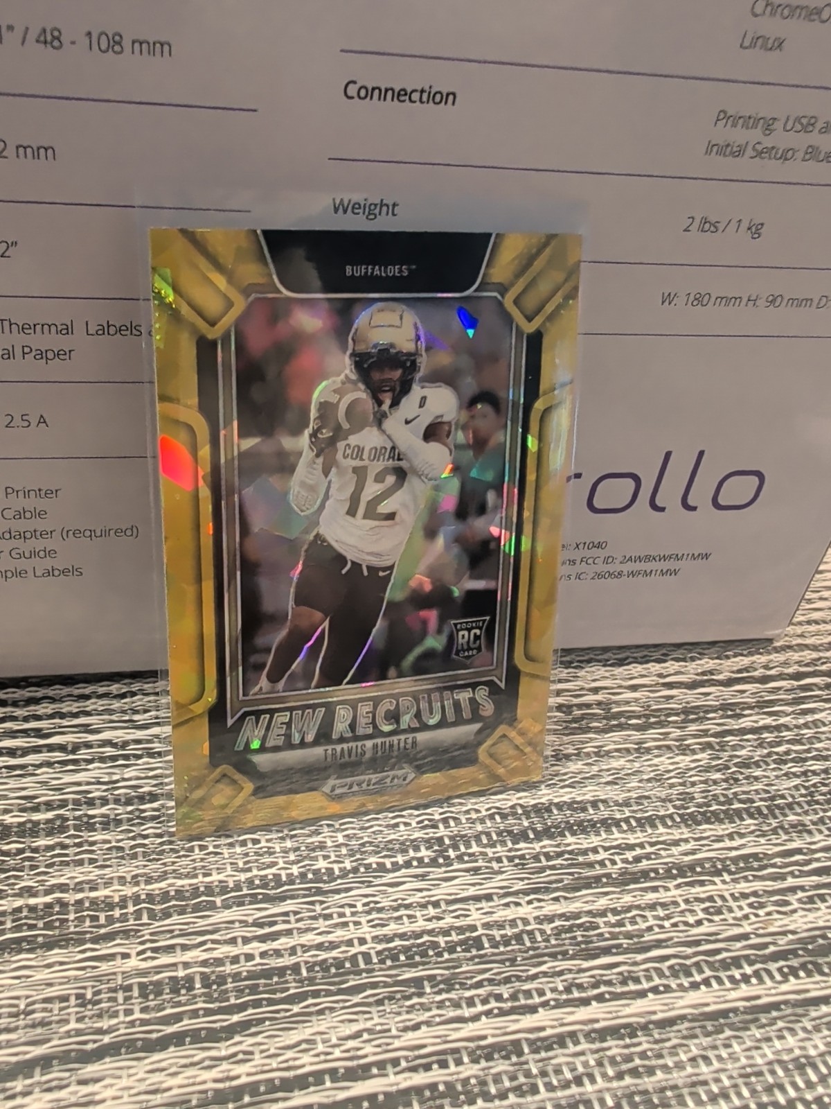 2025 Panini Prizm Draft Picks New Recruits Travis Hunter #5 Gold Ice Prizm (RC)