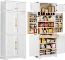 71''Elegant Storage Cabinet Tall Kitchen Pantry Suit For Kitchen or Dining room