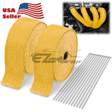 2 Roll X 2 50ft Yellow Exhaust Thermal Wrap Manifold Header Isolation Heat Tape
