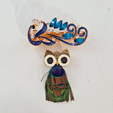 Owl Brooch Peacock Hair Clip Lot Gold Tone Costume Jewelry