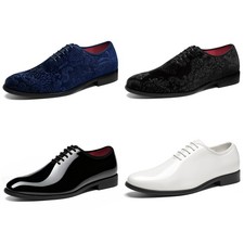 HEEZ Men's Dress Shoes Lace Up Oxfords Plain Toe Prom Wedding Formal Tuxedo Shoe