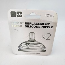 Comotomo Replacement Silicone Nipples 3 Hole Fast Flow 6 Months 2 Count