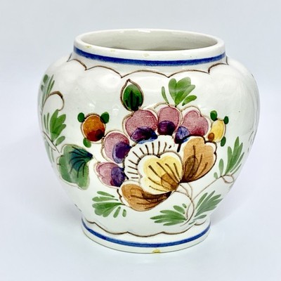 Authentic Delftware Polychrome Floral Mini Vase D P Makers Mark Signed 3.5 