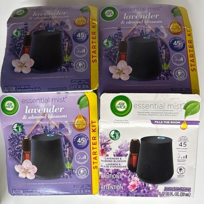4 Air Wick Essential Mist Start Kit, Lavender + Almond Blossom,Diffuser + Refill