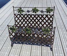 VTG Metal Lattice TOLE Magazine Rack TOLEWARE Grapevine Grapes Ivy mid century