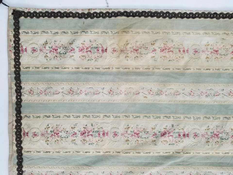 Vintage French Silk Brocade Striped Floral Table Runner 143x74cm - Image 2 of 4