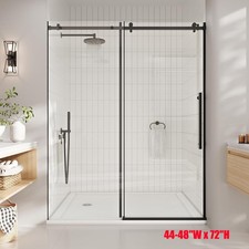 44-48"W x 72"H Frameless Double Sliding Glass Shower Door 5/16" Tempered Glass