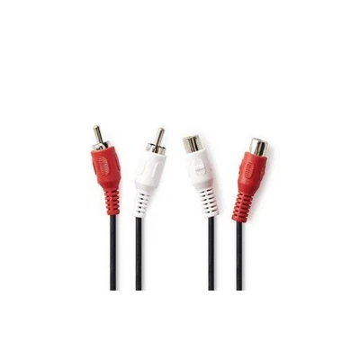 Câble audio stéréo 2x RCA mâle - 2x RCA femelle 2,0 m noir - Photo 1/3