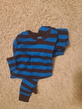 Leveret Pj Boy, Blue And Brown Striped New, 8 Y O