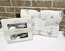 POTTERY BARN Kids SKYE Toddler Baby Quilt Mobil Stars Moon Gray White 2 Pc SET