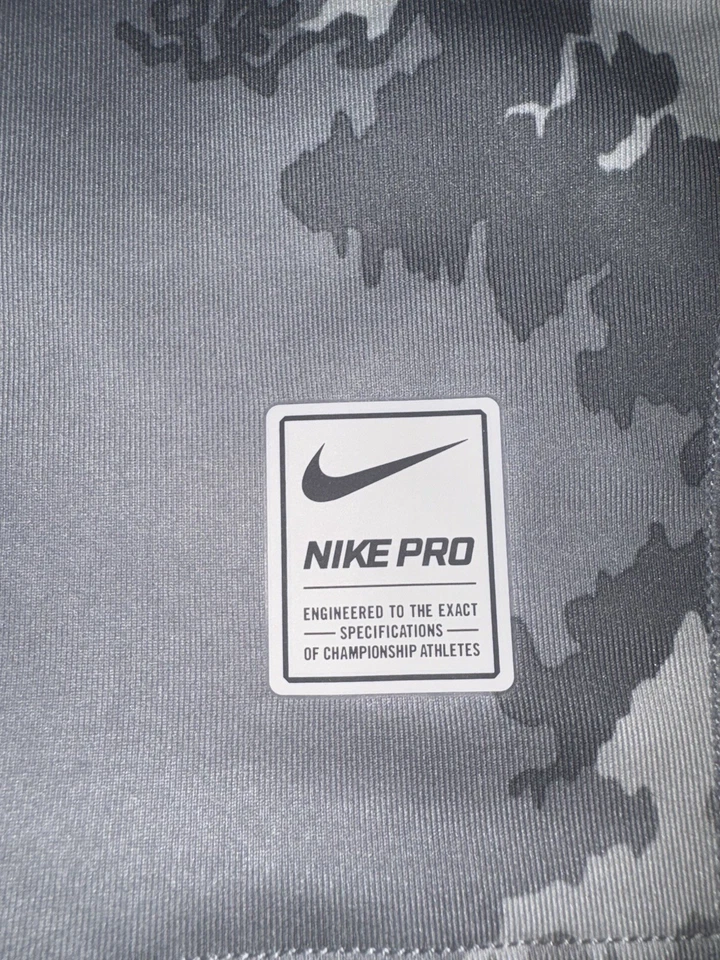 Camisa Nike Para Hombre Gris Mediana Camuflada Pro Hypercool Entrenamiento Rendimiento Transpirable Foto 3 de 4