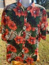 Men's 4XL Button Down Short Sleeve Orange Floral Shirt