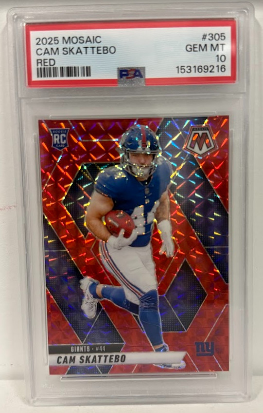 2025 Panini Mosaic Cam Skattebo Red Mosaic Rookie Giants PSA 10