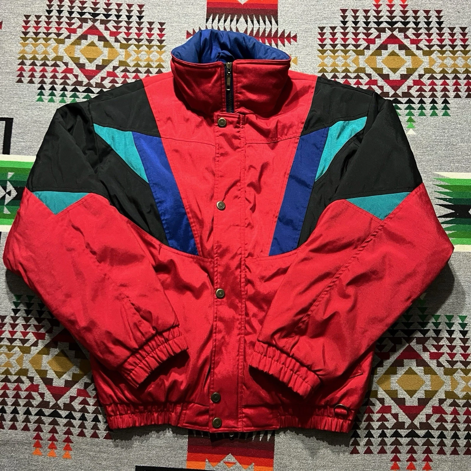 Vintage Descente Ski Jacket Mens Large Color Block Puffer A1