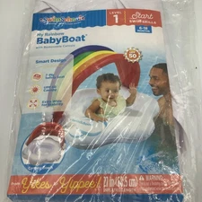 NEW POOL SWIM SCHOOL RAINBOW BABY BOAT Float LEVEL 1 Inflatable Baby Float