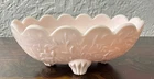 Jeanette Shell Pink Milk Glass Open Candy Dish 4 Toed Vintage