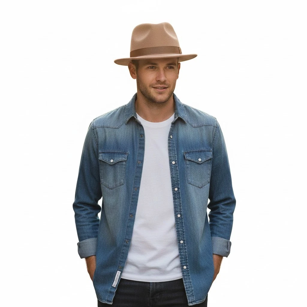 Men’s Wool Trilby Hat Felt Fedora Short Brim Vintage Smart Casual