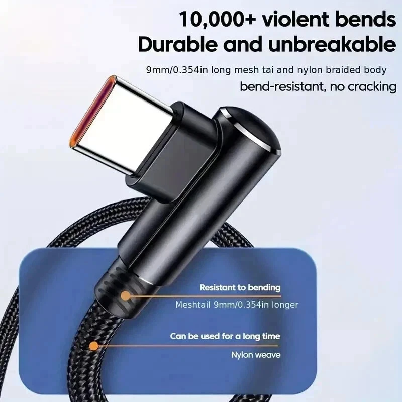 USB A to Type C Cable 3A 66W Fast Charger Braided Long USB C Lead 0.25M 1M 2M 3M - Image 2 of 4