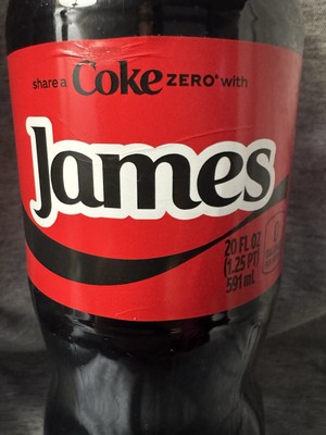Share a Coke with   James   2025 Personalized Gift Coca~Cola Bottle 20oz Zero