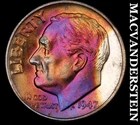 1947 Silver Roosevelt Dime - Choice Gem Brilliant Unc  Super Color  #K2505