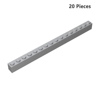 2465 Brick 1X16 Light Gray Bricks 20 Pcs Bricks, Pieces & Parts 100% Compatible