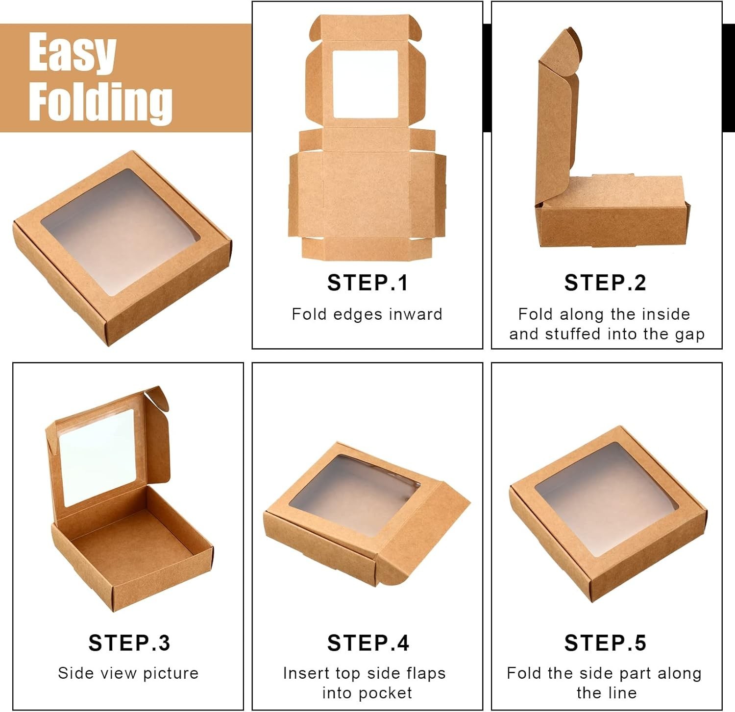 Versatile 30-Pack Kraft Paper Boxes with Window for Treats & Gifts - 4.13 X 1.18