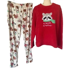HOLIDAY TIME NWOT "Warm Wishes" Graphic Holiday Print Loungewear Set Size Medium