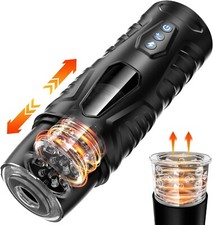 Masturbadores Automáticos Manos Libres Masculino Telescópico Rotación Taza Stroker Lubricantes