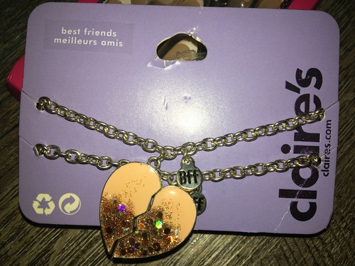 Claire’s French Faux Stick On Nails Bff Best Friend Heart Bracelet Jewelry Lot - Picture 2 of 5