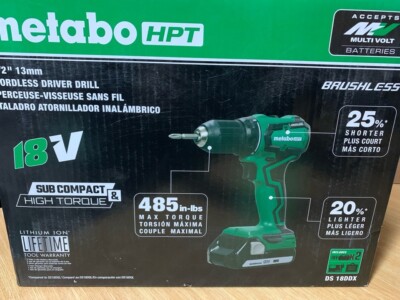 Metabo HPT MultiVolt 18V 1/2-in Keyless Brushless Cordless Drill W/2 Batteries