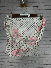 Free People Floral Boho Reusable Shopping Crossbody Tote Bag Muslin Beige Pink S