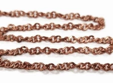  5 Feet Vintage Copper Coated Steel Twisted 2.75mm. Filed Curb Chain M171