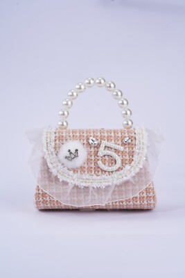 Fashion Girls Bags Crossbody Handbag Purse Pearls Handle Girls Handbag Lace Edge