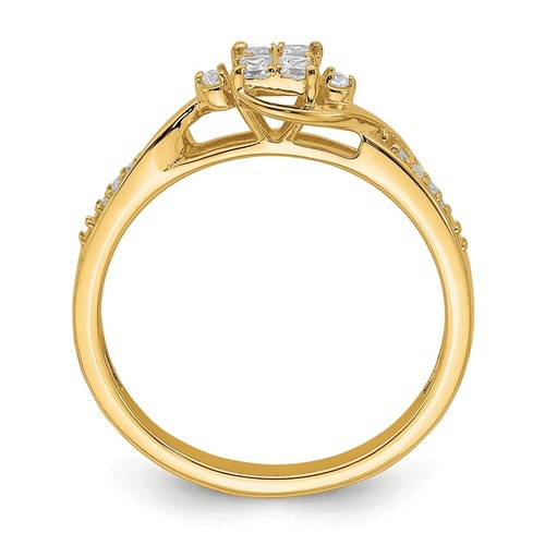 10k Yellow Gold Lab Grown Diamond Cluster Engagement Ring for Women Size 7 - Picture 3 of 9